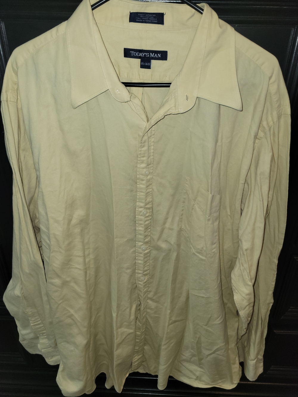 Men's Long-Sleeve Dress Shirt in Pale Yellow